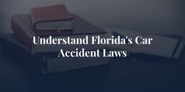 Illustration of a car accident scene used to explain Florida car accident laws, featuring damaged vehicles and roadway traffic.